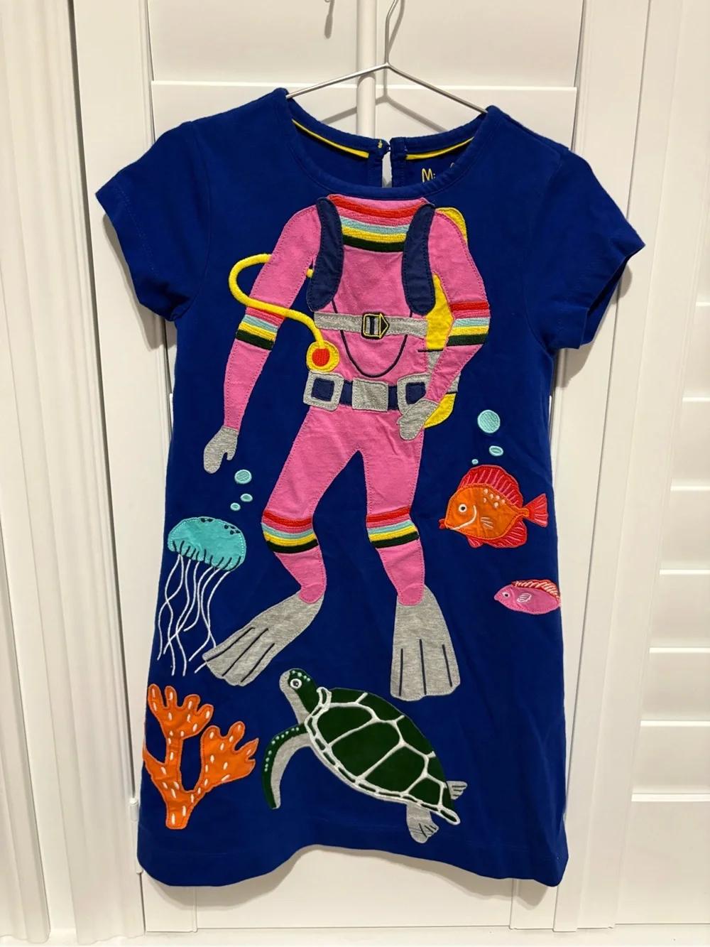 Mini Boden Girls Navy Blue Scuba Diver Appliqué Dress